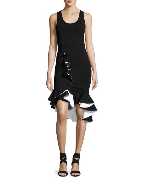 givenchy ruffled two-tone stretch-knit dress|givenchy evening gowns.